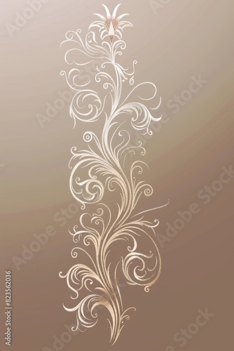 White Floral Design on Brown Background