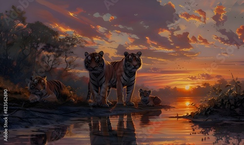 Tiger in Sunset