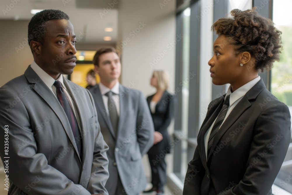 Confident african american businesswoman looking at camera in office Confident african american businesswoman looking at camera in office