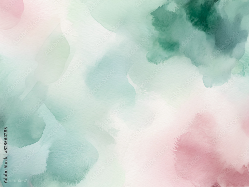 Obraz premium Soft Pink and Green Watercolor Background