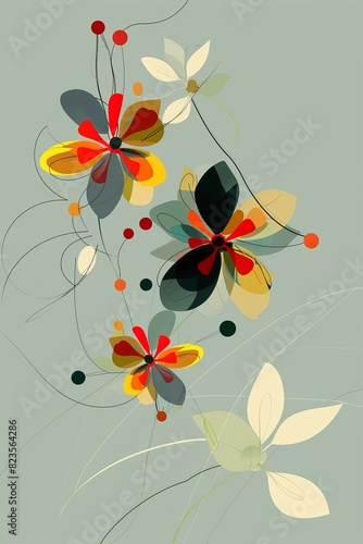 Elegant Flower Painting on Gray Background