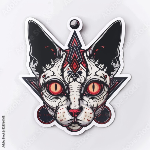 sticker design of a colorful rainbow alien cat on white background,, use for prints, patterns, textures photo