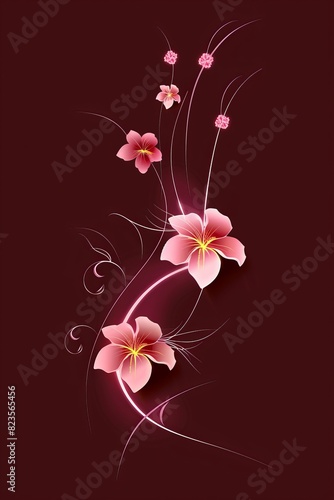 Pink Flower With Swirls on Dark Background