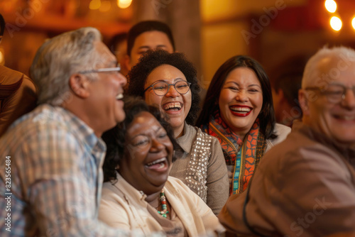 A diverse group sharing a hearty laugh, showcasing unity and joy © Venka