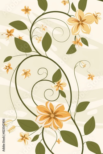Orange Flowers and Green Leaves Floral Background