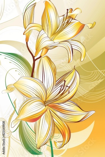 Yellow Flower on White and Yellow Background