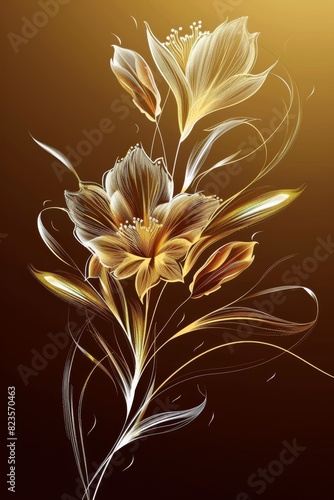Elegant Flower Painting on Brown Background