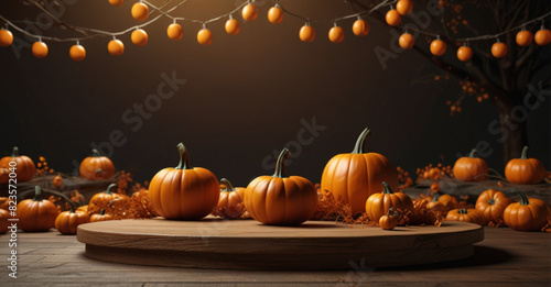 Halloween background with alight pumpkins