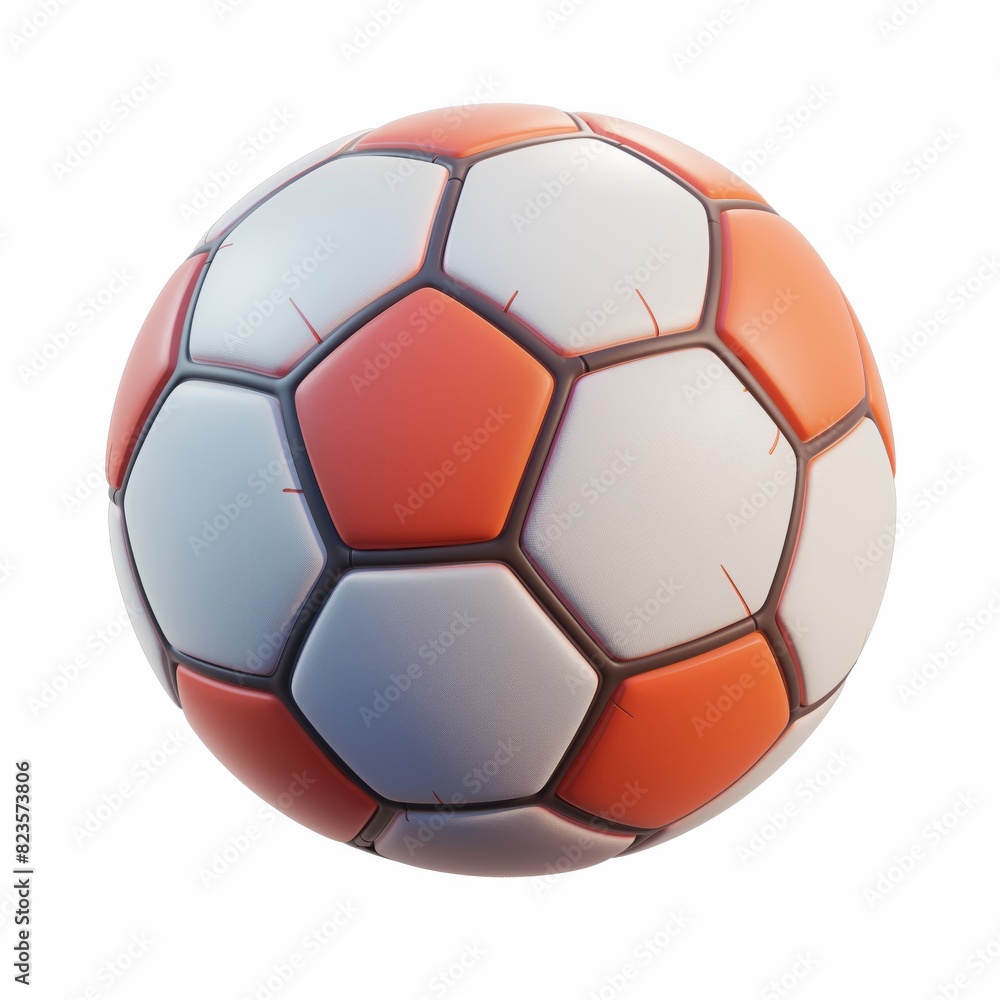 Fototapeta premium Cute Soccer Ball Cartoon Clay Illustration, 3D Icon, Isolated on white background