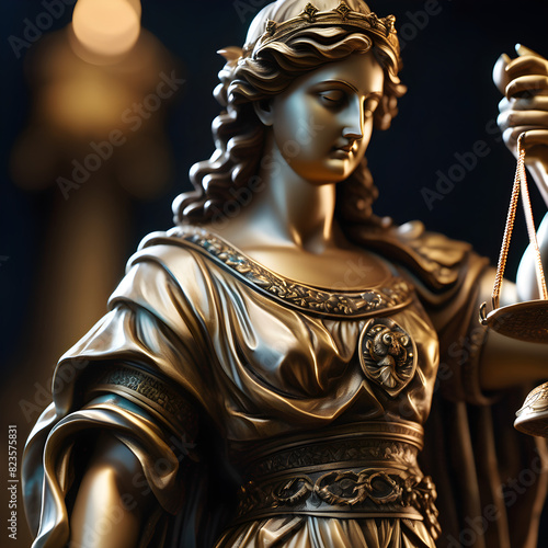 Majestic Statue of Justice with Scales  © Deepak