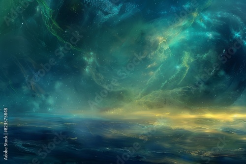 Colorful Galactic Scene with Glowing Horizon