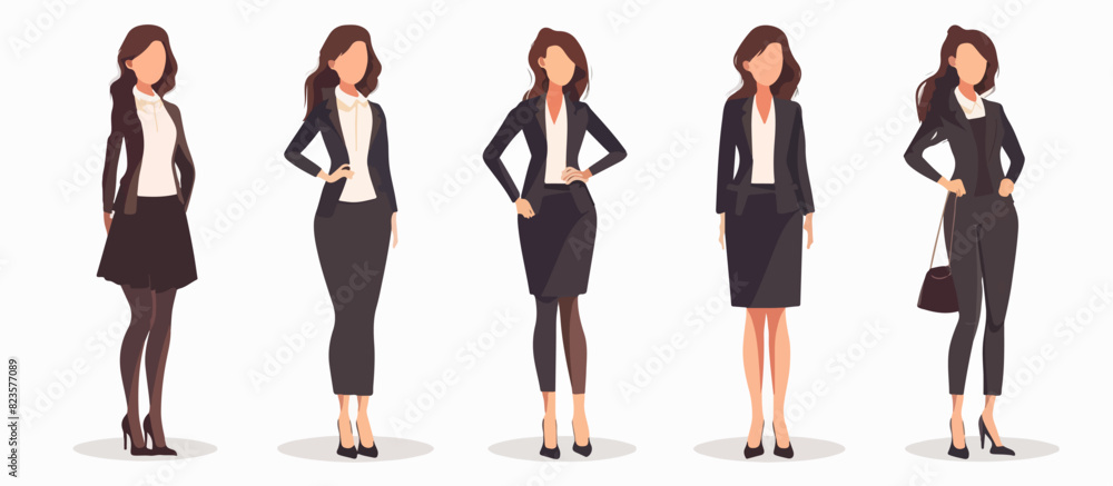 Set of business women on a white background. Stylish women. Business lady. Set of business women on a white background. Stylish women. Business lady.