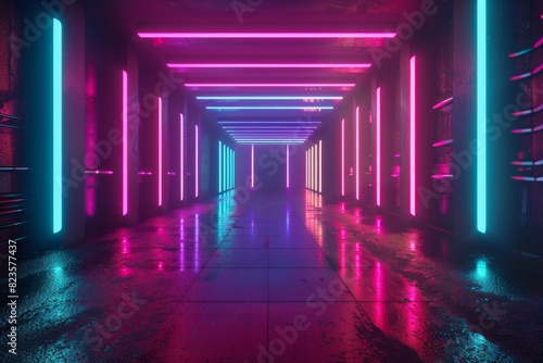 Vibrant portals  exploring the quantum beyond. Idea colorful illumination  parallel universes  cutting-edge tech  modern concepts