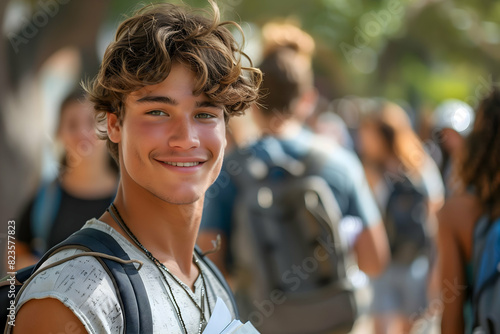 Portrait of male college student at campus looking at camera