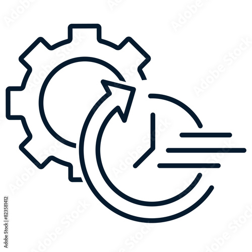 The concept of productivity and efficiency. vector linear icon isolated on white background.