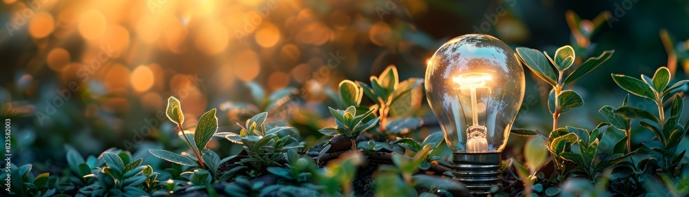Light bulb in the nature. New ideas are everywhere. Light bulb in the nature. New ideas are everywhere.