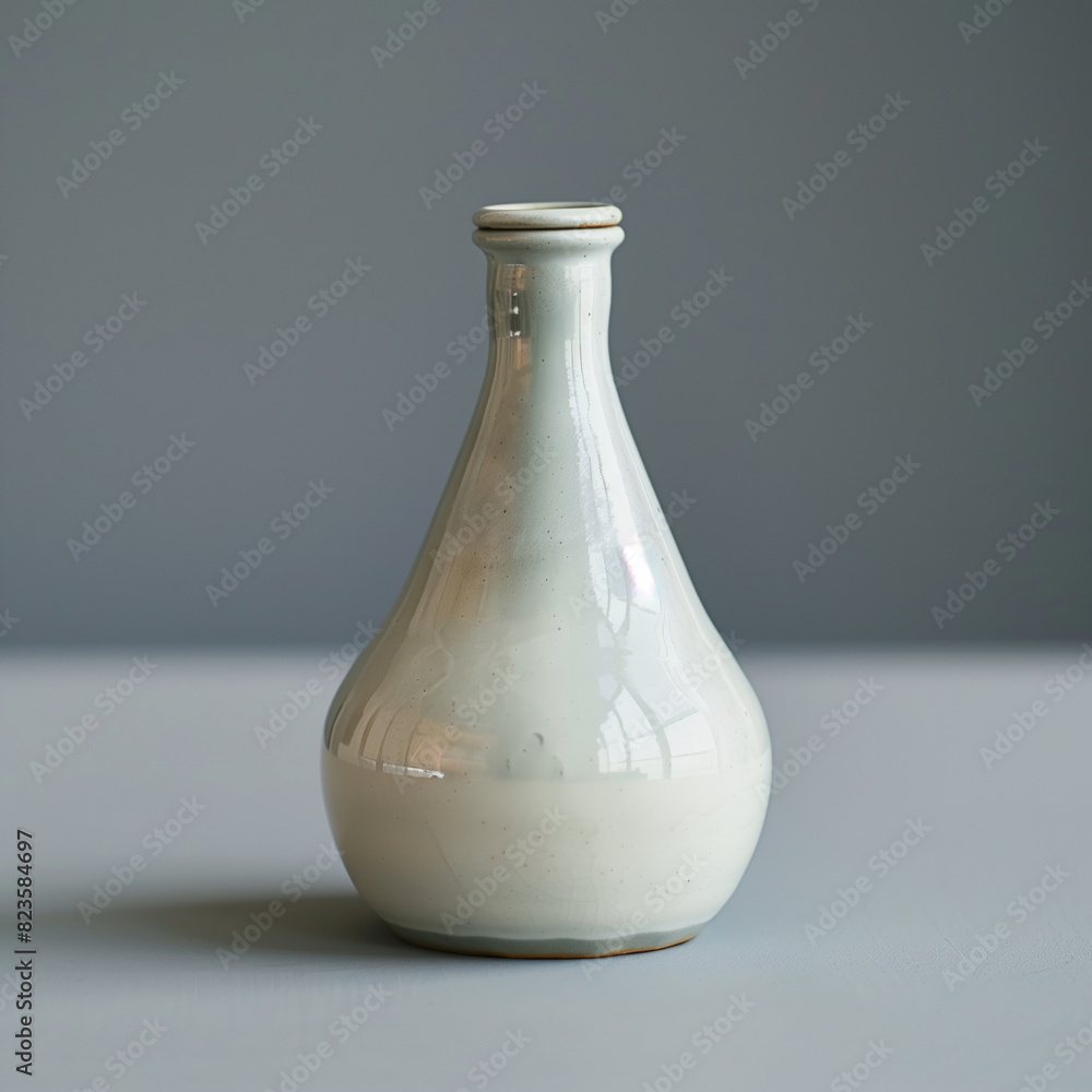 Minimalist ceramic vase on gray background. Minimalist ceramic vase on gray background.