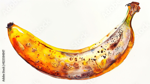 watercolor_banana_on_white_background photo