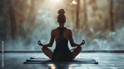 A serene photo of a yoga practitioner in a meditation pose, promoting inner peace and mindfulness.