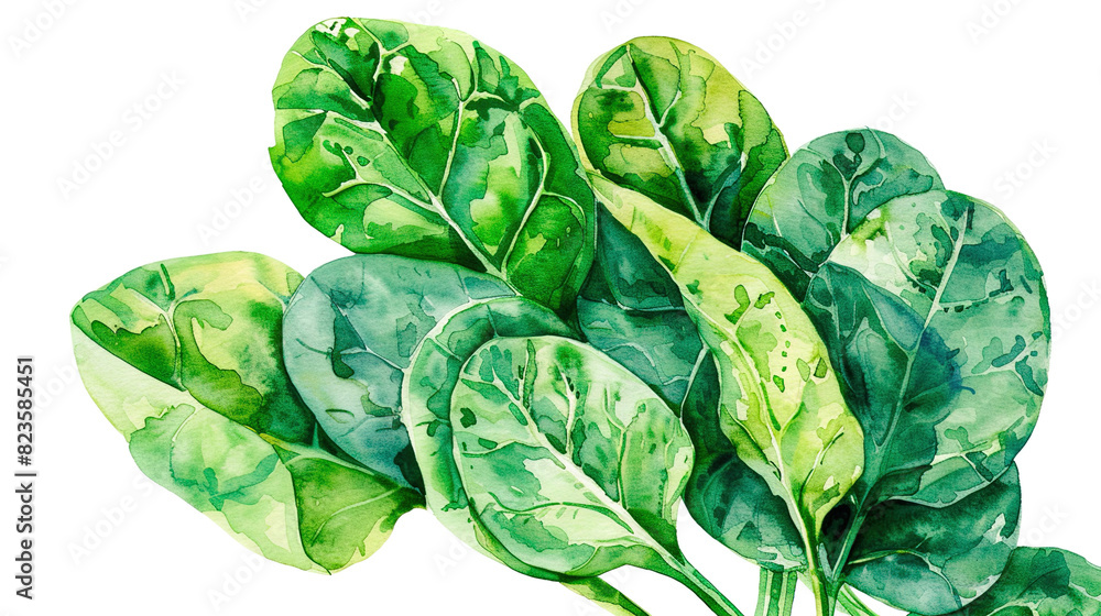 Fototapeta premium watercolor_spinach_the_white_background