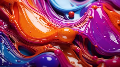 Abstract Art with Fluid Swirls of Vibrant Colors and Glossy Texture