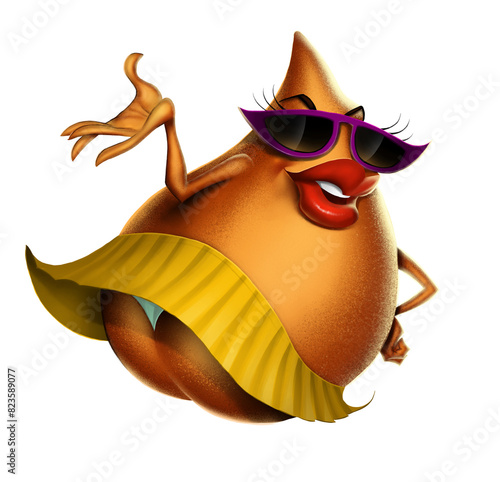A very sensual coxinha (brazilian snack) posing with sunglasses in a sexy pose