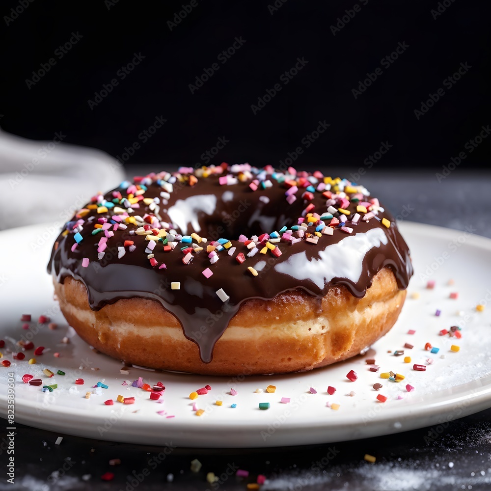 donut with chocolate icing and sprinkles donut with chocolate icing and sprinkles