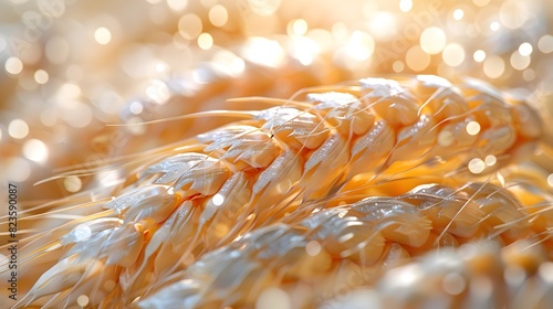 Glowing Golden Wheat Ears in Autumn Landscape