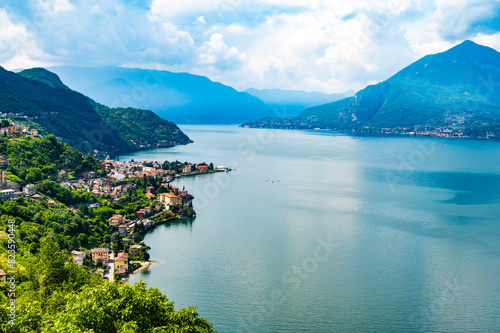 Panorama of Lake Como, with Tremezzina, Menaggio, Bellano, photographed from the village of Verginate. photo
