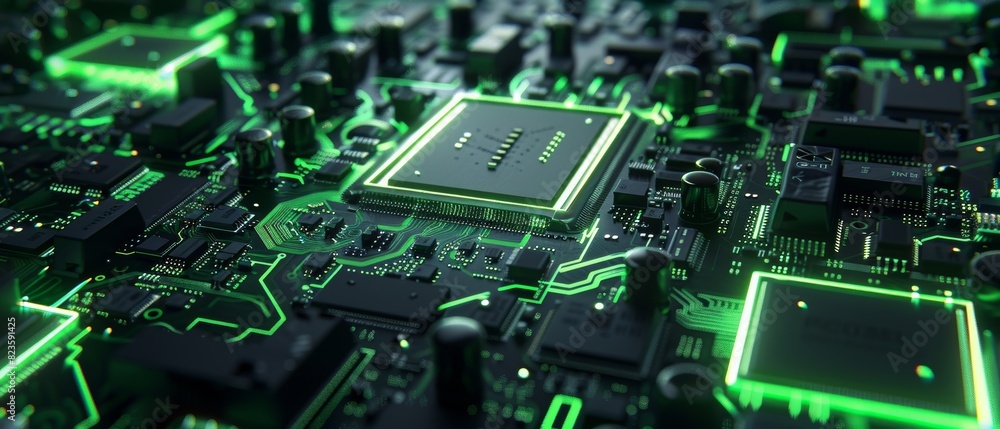 custom made wallpaper toronto digitalGlowing integrated circuit on a complex motherboard, showcasing detailed components