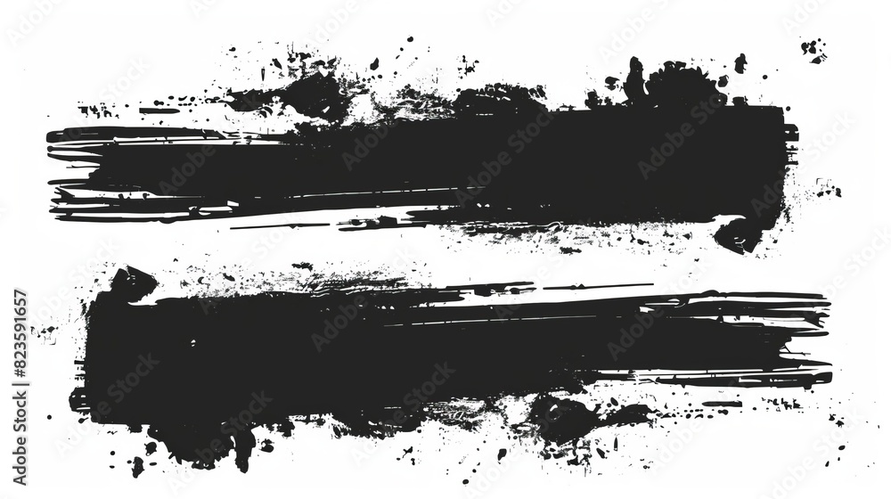 Black watercolor grunge stains and lines set Black watercolor grunge stains and lines set