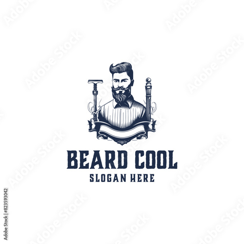 Beard man logo vector illustration