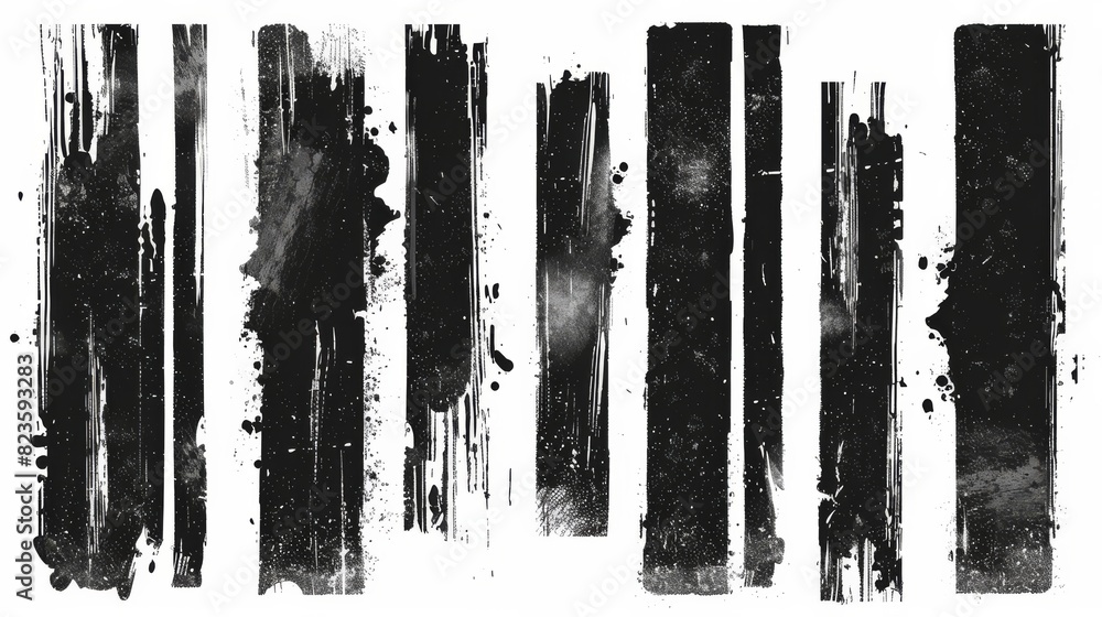 Black watercolor grunge stains and lines set Black watercolor grunge stains and lines set