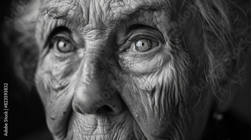 Wallpaper Mural A black and white portrait of an elderly person with deep wrinkles and kind eyes, reflecting a lifetime of experiences. Torontodigital.ca
