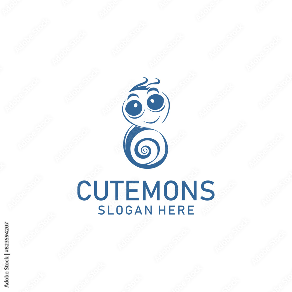 Obraz premium Cute monster logo vector illustration