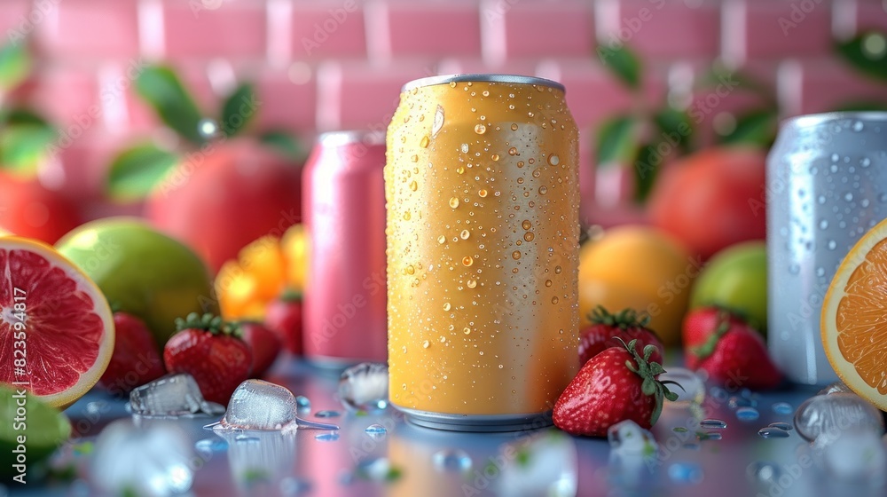 Natural Elegance: Minimalist Can with Fresh Fruits Natural Elegance: Minimalist Can with Fresh Fruits