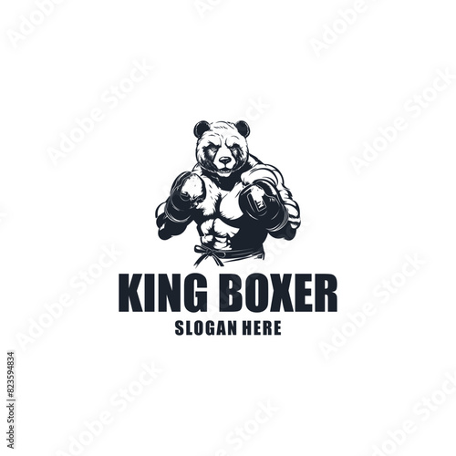 Bear boxer logo vector illustration