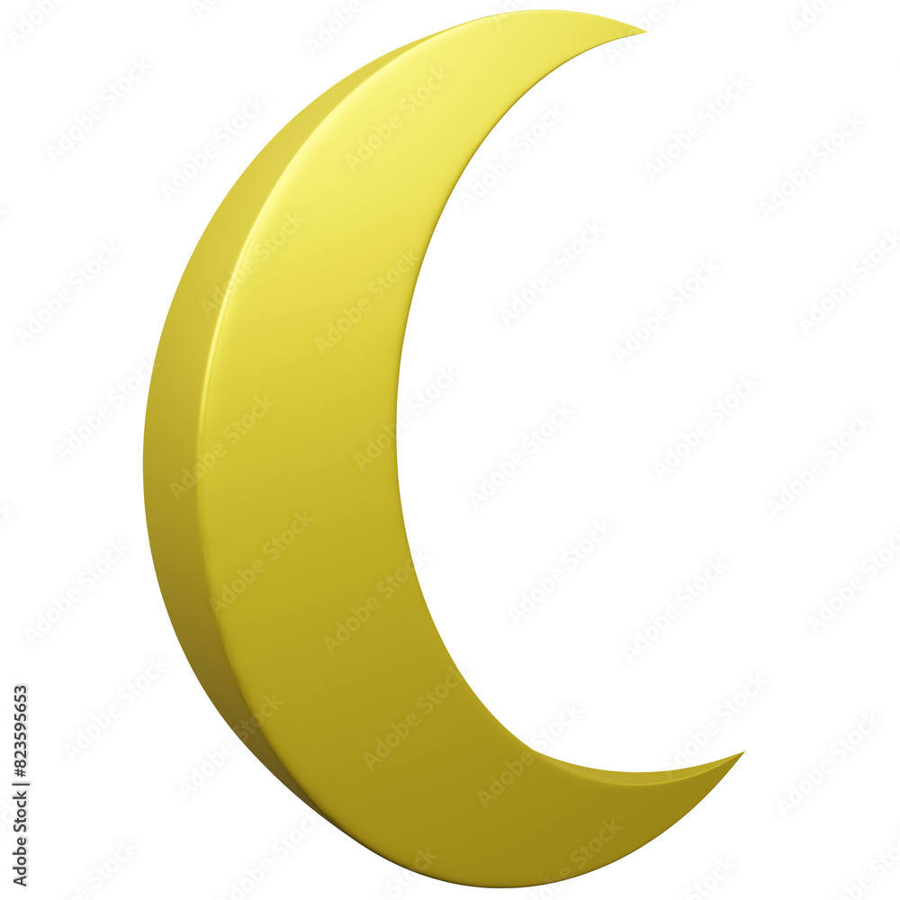 Beautiful And Attractive 3D Crescent Moon Icon Beautiful And Attractive 3D Crescent Moon Icon