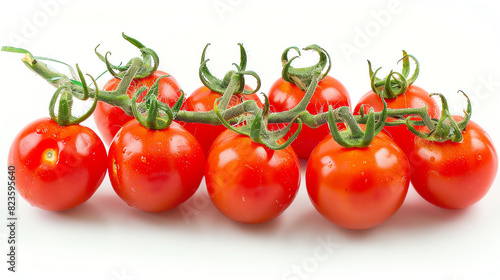 Close-Up of Fresh Cherry Tomatoes on White Background