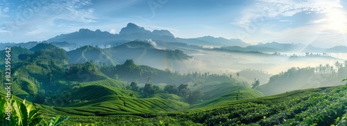 A panoramic view of the coffee growing mountains