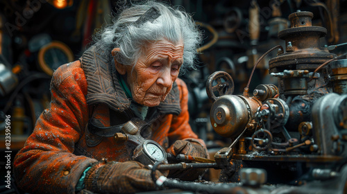 Experienced Female Plumber at Work Elderly People Demonstrates Craftsmanship Amidst Skilled Labor Shortage in Plumbing Industry Wallpaper Digital Art Poster Brainstorming Map Magazine Background Cover