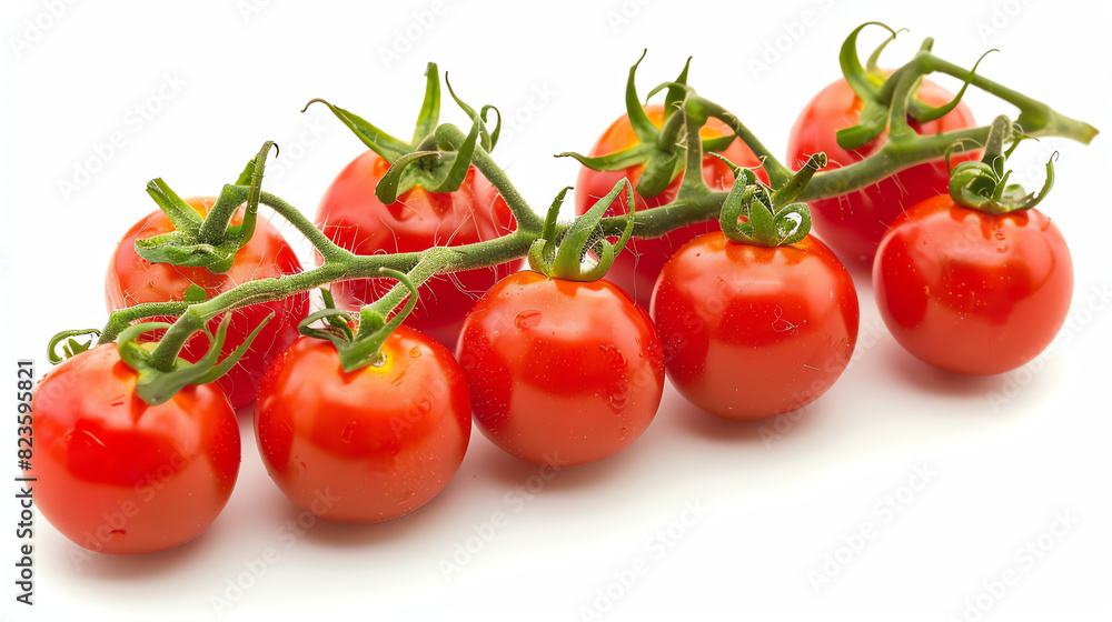Close-Up of Fresh Cherry Tomatoes on White Background Close-Up of Fresh Cherry Tomatoes on White Background