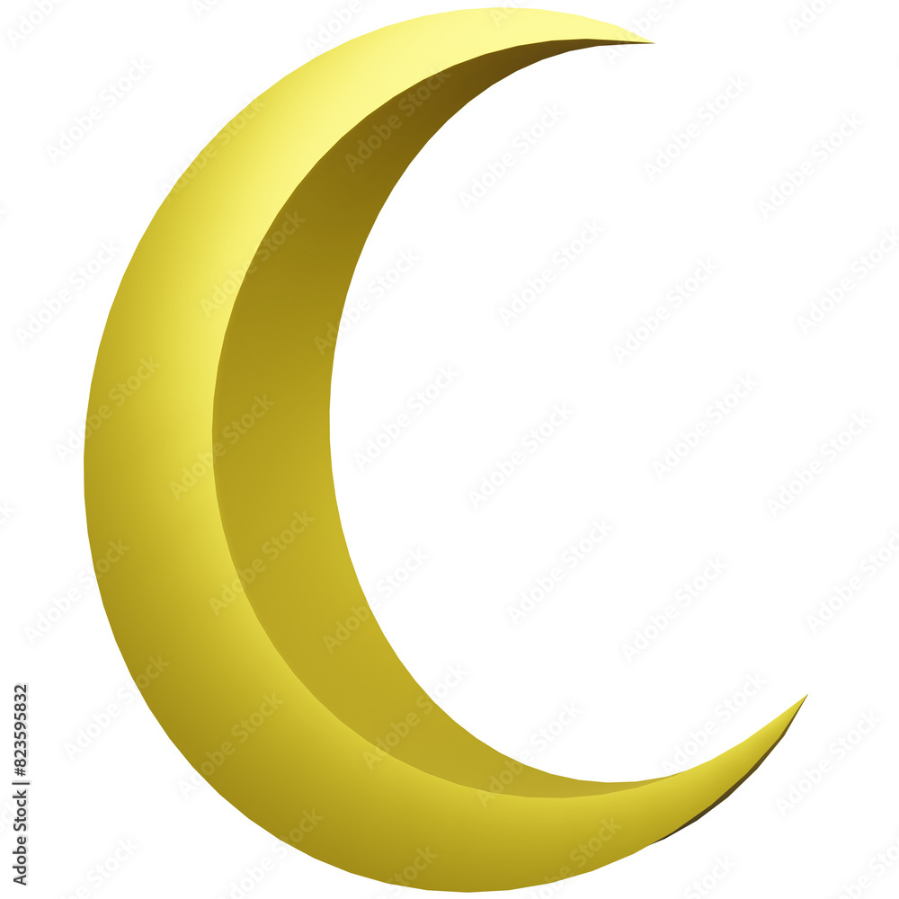 Beautiful And Attractive 3D Crescent Moon Icon Beautiful And Attractive 3D Crescent Moon Icon