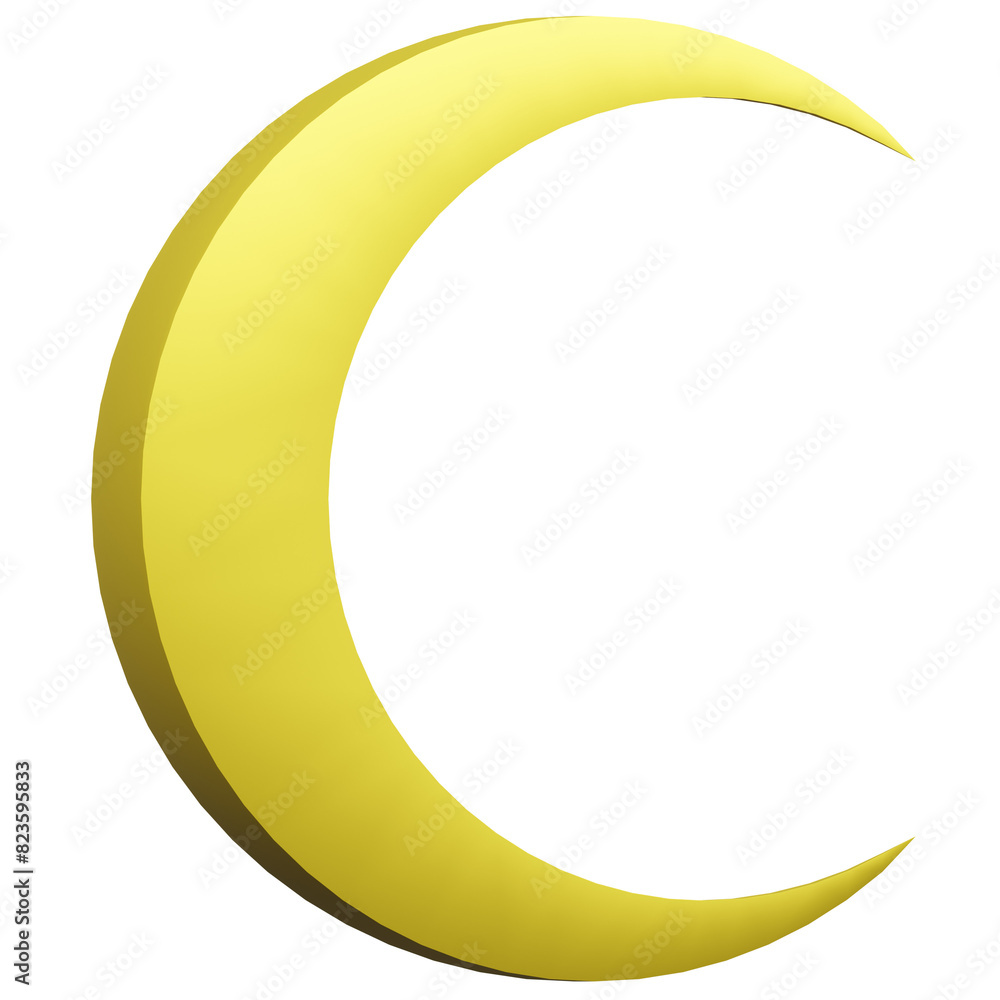 Beautiful And Attractive 3D Crescent Moon Icon Beautiful And Attractive 3D Crescent Moon Icon