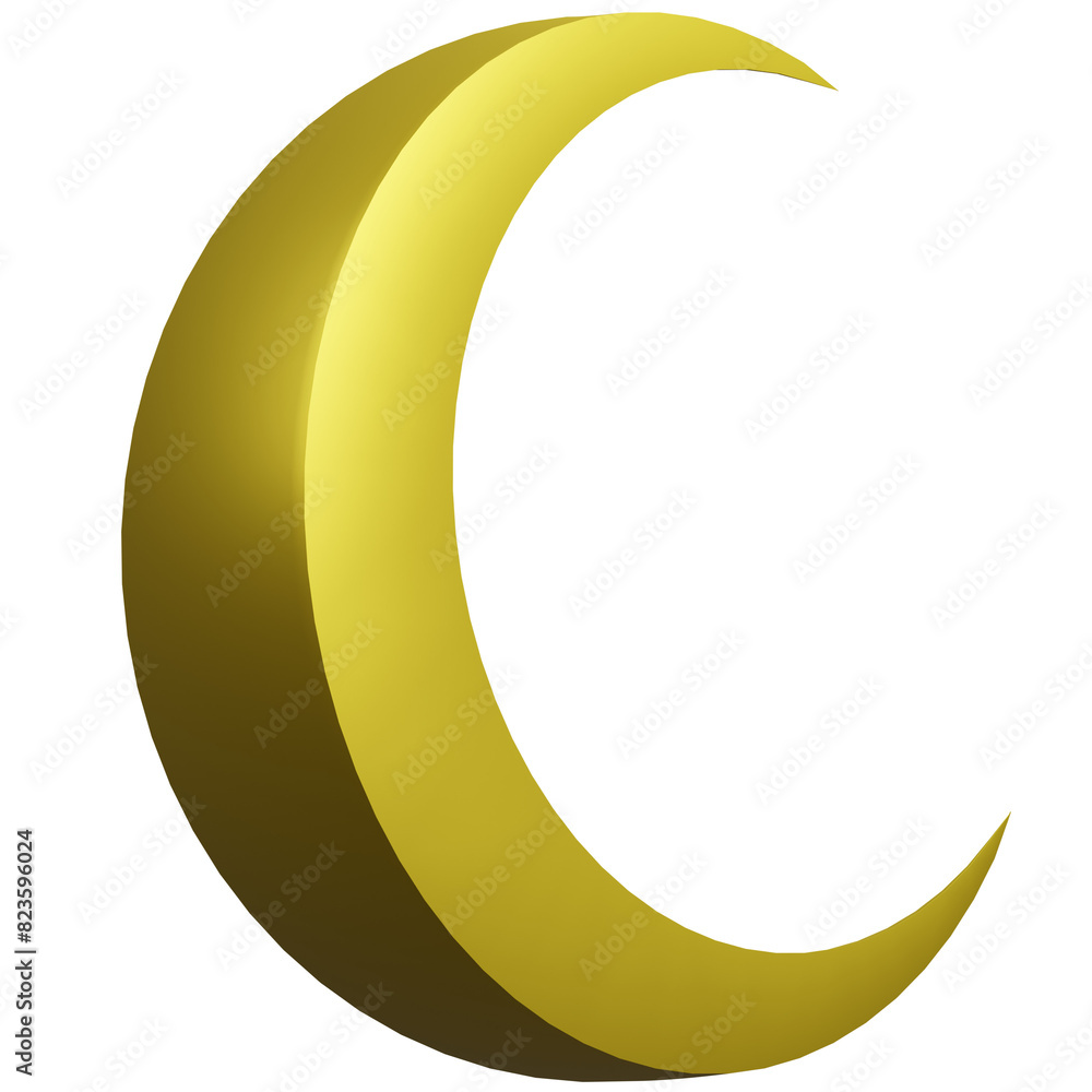 Beautiful And Attractive 3D Crescent Moon Icon Beautiful And Attractive 3D Crescent Moon Icon