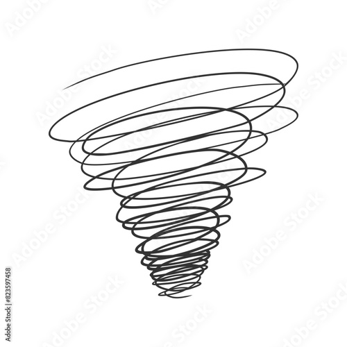 Tornado lines doodle. Power of destruction. Hurricane disaster. Speed of cyclone. Dangerous extreme weather © Win Nondakowit