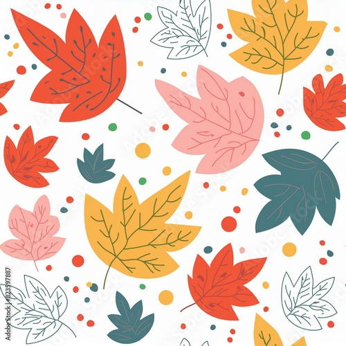Wallpaper Mural seamless pattern with autumn leaves Torontodigital.ca