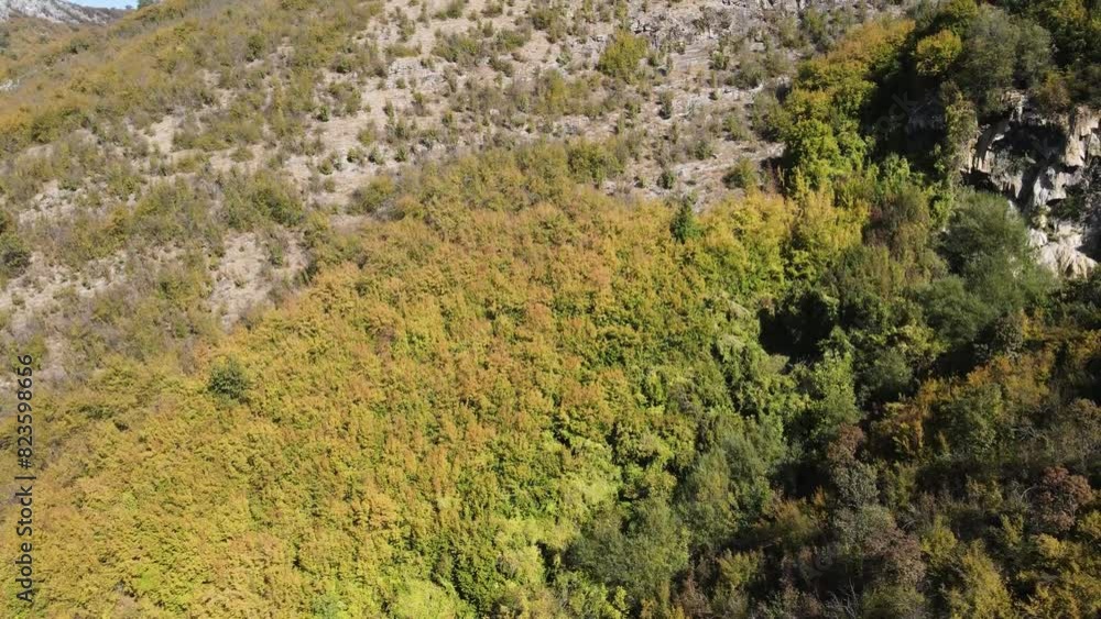 Aerial Autumn view of Balkan Mountains near Glozhene Monastery of Saint George, Lovech region, Bulgaria Aerial Autumn view of Balkan Mountains near Glozhene Monastery of Saint George, Lovech region, Bulgaria