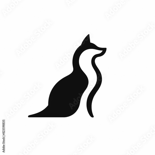 Minimalist dog logo silhouette on white background photo
