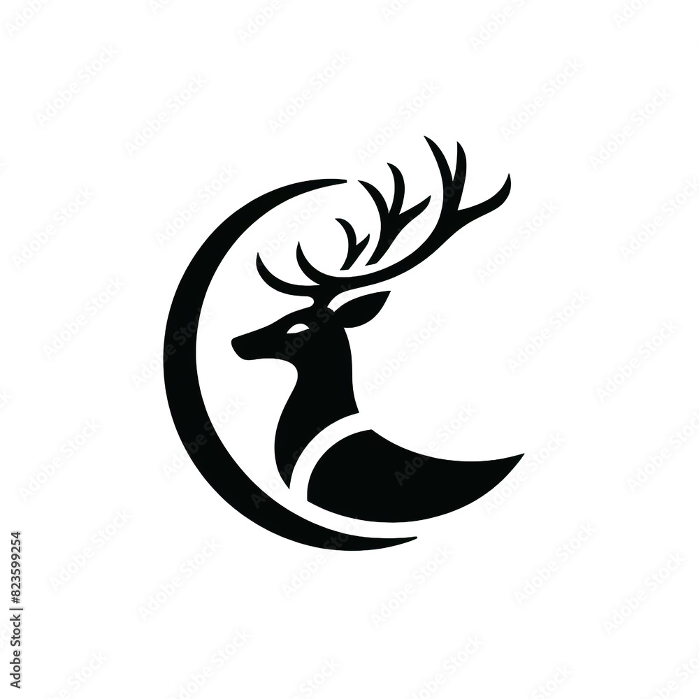 Minimalist deer logo silhouette on white background Minimalist deer logo silhouette on white background